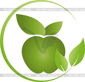 Apple и листья, еда, веган, логотип - клипарт в векторе / векторное изображение