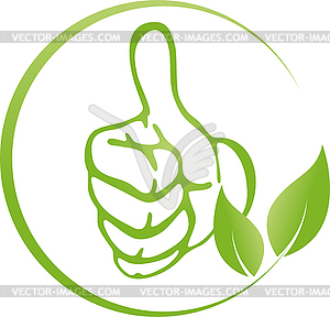 Hand, Leaves, Vegan, Bio, Logo - vector clip art