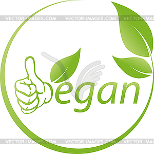 Vegetarian symbol, hand, leaves, vegan, logo - vector clip art