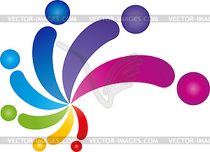 Many people, spiral, in color, painters, children - vector clipart