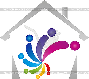 House, in color, people, painters, logo - vector clipart