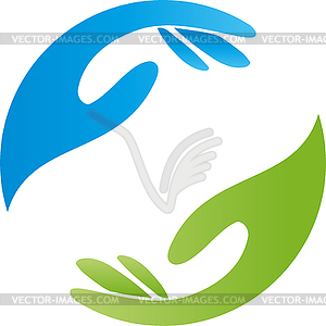 Hands, helper, physiotherapy, massage, logo - vector image