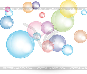Soap bubbles, balls, cleaning, painter, background - vector clipart