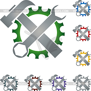 Tools, gear, mechanic, industry, logo - vector image