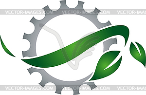 Gear with leaves, mechanic, ecology, logo - vector clipart / vector image