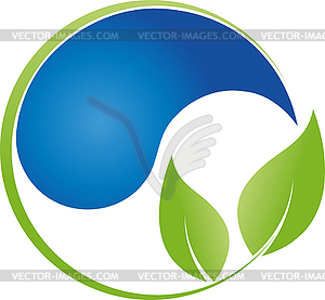 Капли воды, листья, велнес, логотип - изображение в формате EPS