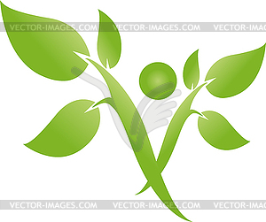 Person as plant, wellness, gardener, logo - color vector clipart