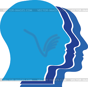 Три головы, голова, люди, идея, логотип - изображение векторного клипарта