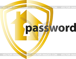 Щит, безопасность, пароль, логотип - векторный графический клипарт