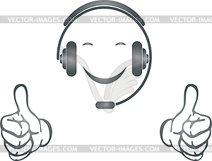 Operator, Personnel, Person, Headset, Logo - white & black vector clipart