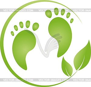 Feet, leaves, physiotherapy, foot care, logo - vector clipart