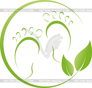 Feet, leaves, physiotherapy, foot care, logo - vector clipart / vector image