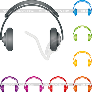 Headphones, music, sound, logo collection - color vector clipart
