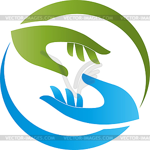 Two hands, helper, physiotherapy, logo - vector clipart / vector image