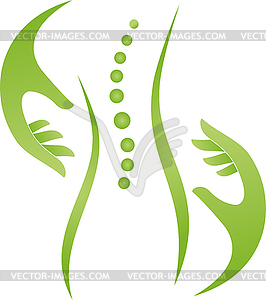 Spine, hands, chiropractor, massage, logo - vector clipart