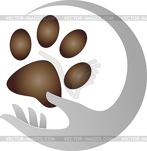 Katzenpfote Pfote Hand Logo Farbige Vektorgrafik