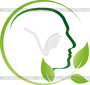 Голова, листья, натуропат, велнес, логотип - клипарт в формате EPS