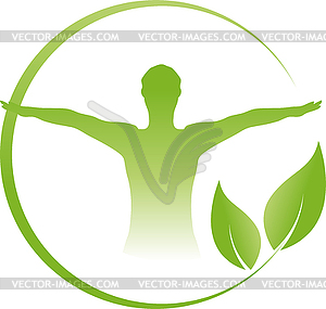 Person, leaves, naturopath, wellness, logo - vector clipart