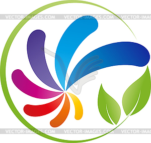 Spiral in color, leaves, painter, logo - vector clipart