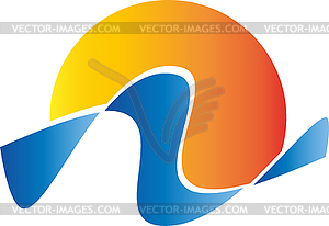 Sun and waves, travel, logo - vector image