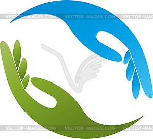 Two hands, physiotherapy, occupational therapy, icon - vector clip art