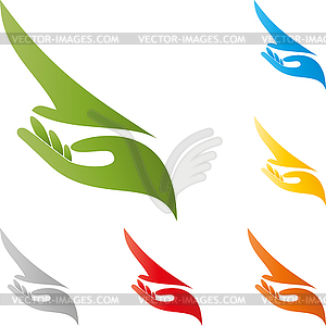 Bird and hand, phoenix, logo - vector clipart
