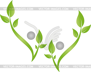 Two persons as a plant, trees, gardener, logo, icon - vector image