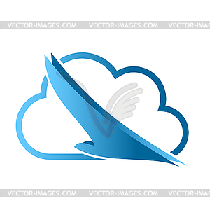 Bird and cloud, phoenix, plane, logo, icon - vector clipart