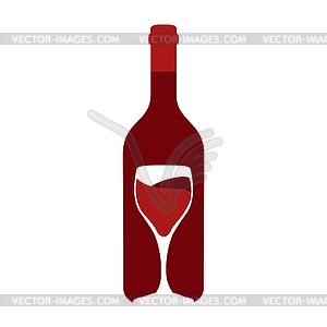 Wine bottle and glass, wine, restaurant, logo, icon - vector image