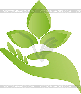 Hand and leaves, Naturopaths, Wellness, Vegan, Logo - vector clipart / vector image
