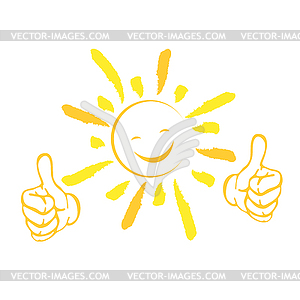 Sun and smile, face, laugh, logo - vector clipart