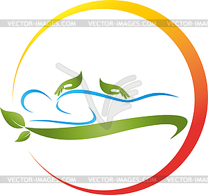 Person and hands, massage, chiropractor, logo - vector clipart
