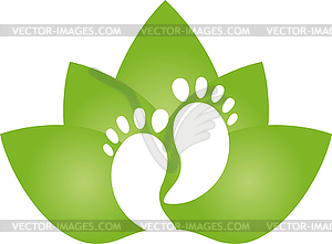 Feet and leaves, wellness, massage, foot care, logo - vector clip art