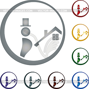 Chimney Sweeper Logo, Worker, Icon, Button - vector image