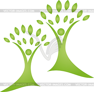 Trees, people, nature, gardener, logo - vector image