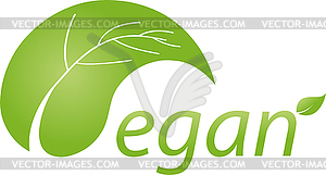 Vegetarian symbol, leaves, vegan, logo - color vector clipart