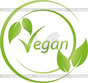 Vegetarian symbol, leaves, vegan, logo - vector clip art