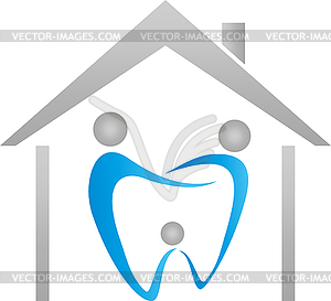 Зуб, люди, дом, семейный дантист, логотип - изображение в векторе / векторный клипарт