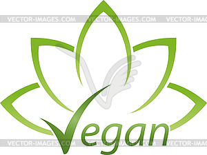 Vegetarian symbol with leaves, vegan, logo - vector image