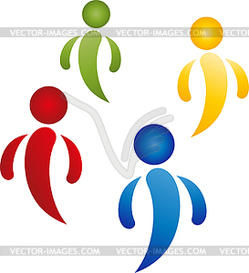 Four people, team, family, logo - vector image