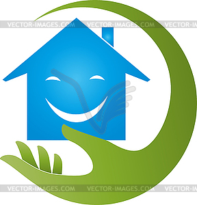 House and Hand, Real Estate, Property Management, Logo - vector image