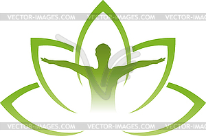 Human and leaves, Wellness, Naturopath, Logo, Icon - royalty-free vector image