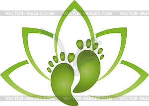 Feet and leaves, wellness, foot care, logo, icon - vector clip art