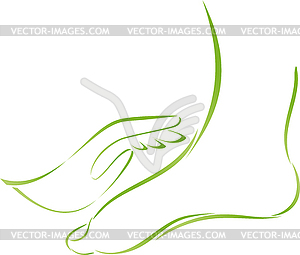 Foot and hand, massage, foot care, icon, logo - vector image