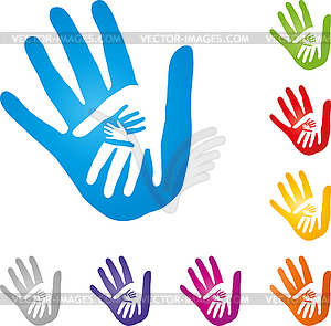 Руки, команда, семья, люди, логотип - векторный клипарт / векторное изображение