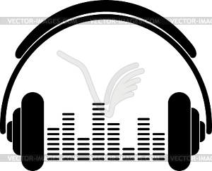 Headphones, equalizer, sound, music, sticker label - vector image