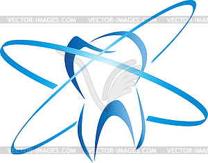 Tooth and circles, tooth, dental care, dentist, logo - vector image