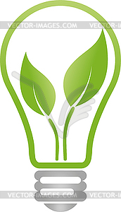 Lamp and leaves, lamp, eco, green power, environment - vector image