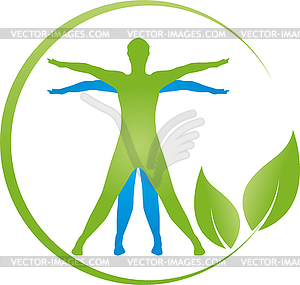 Person, leaves, medicine, fitness, health, naturopath - vector clipart