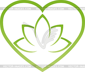 Heart and leaves, plant, wellness, vegan, logo - vector clipart